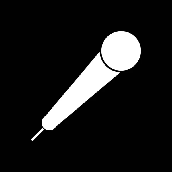 Icona del microfono su nero . — Vettoriale Stock