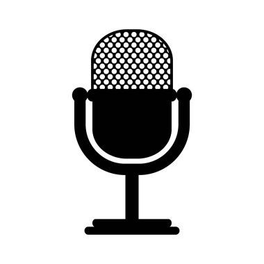 Beyaz üzerine mikrofon simgesi.