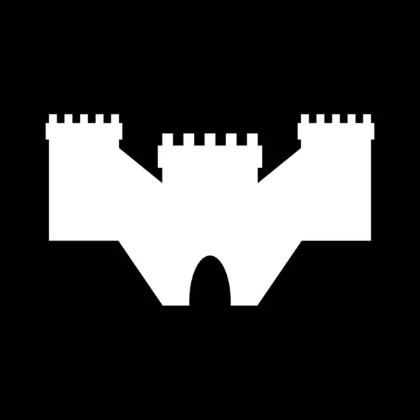 Kasteel pictogram op zwart. — Stockvector