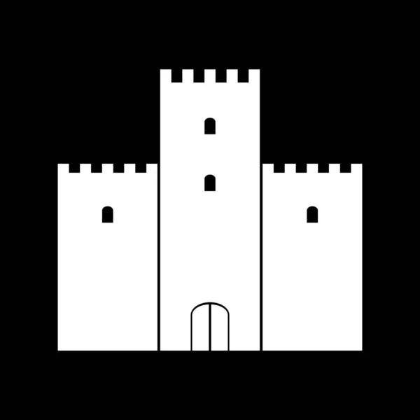 Icona del castello sul nero . — Vettoriale Stock