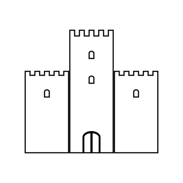 Icono del castillo en blanco . — Vector de stock