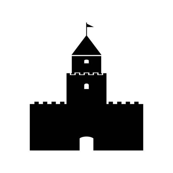 Ícone do castelo no branco . — Vetor de Stock