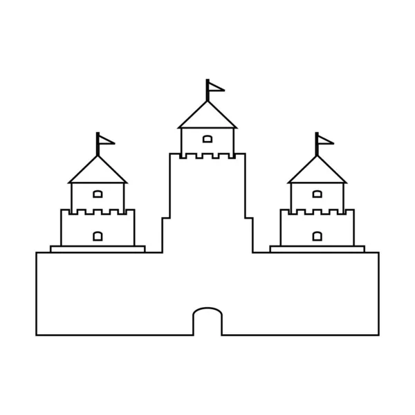 Icono del castillo en blanco . — Vector de stock