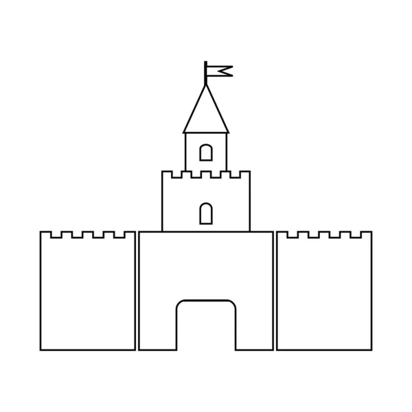 Icono del castillo en blanco . — Vector de stock