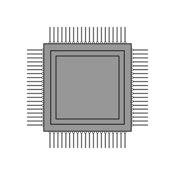 Icono del procesador en blanco . — Vector de stock