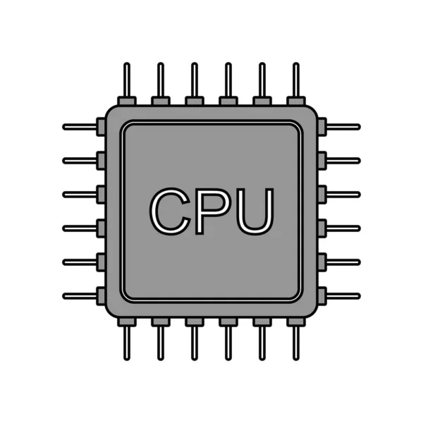 Icono del procesador en blanco . — Vector de stock