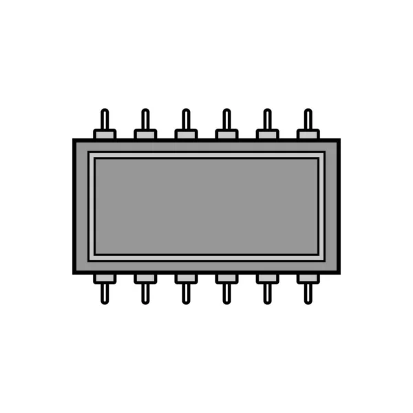 Icono de microchip en blanco . — Vector de stock