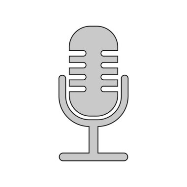 Beyaz üzerine mikrofon simgesi.