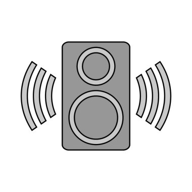 Siyahın üzerine hoparlör simgesi.