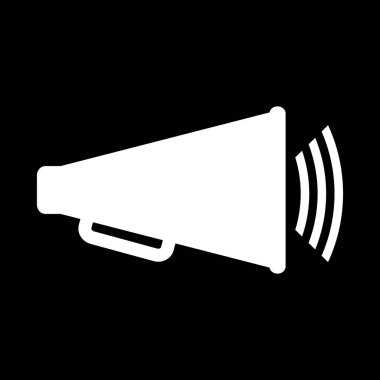 Siyah üzerine megafon simgesi.