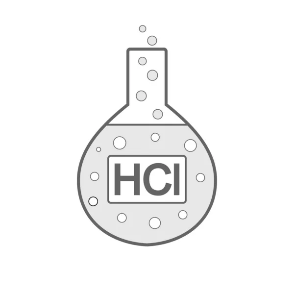 Vidrio de laboratorio con ácido clorhídrico . — Archivo Imágenes Vectoriales