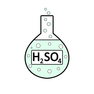 Laboratory glass with sulfuric acid. clipart