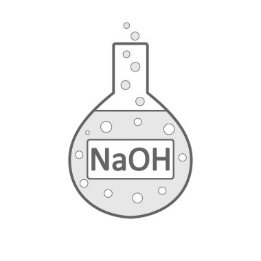 Laboratory glass with sodium hydroxide. clipart