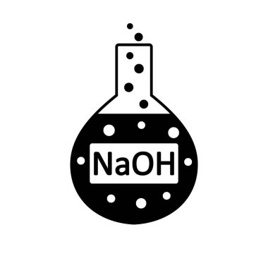 Laboratory glass with sodium hydroxide. clipart