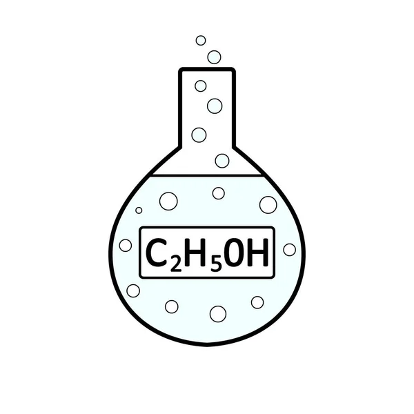 Vidrio de laboratorio con alcohol etílico . — Archivo Imágenes Vectoriales