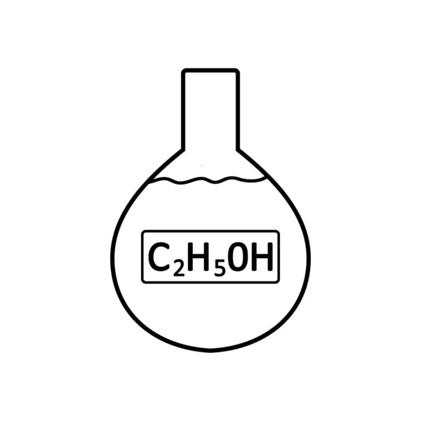 Vidrio de laboratorio con alcohol etílico . — Vector de stock