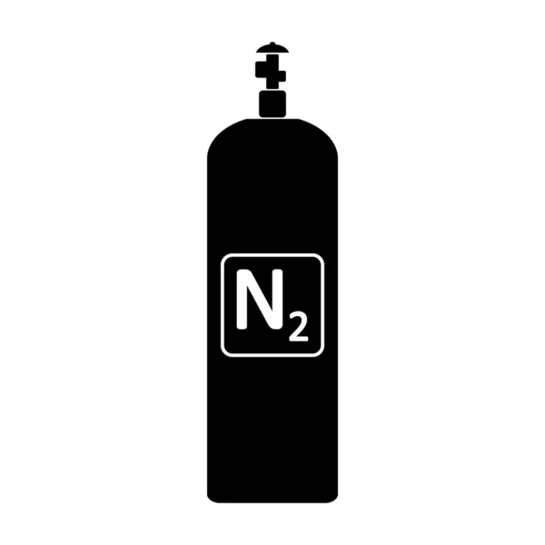 Icono de cilindro de gas nitrógeno . — Vector de stock