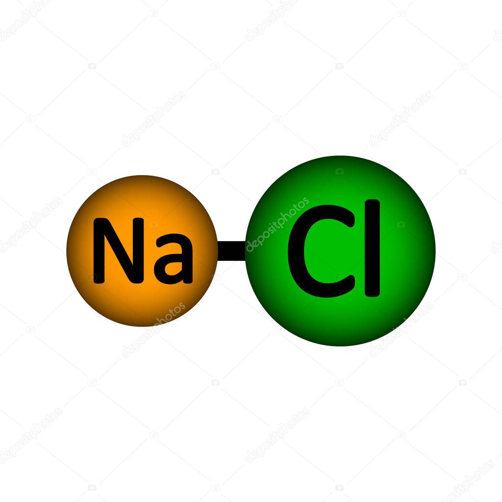 Sodium chloride molecule icon.