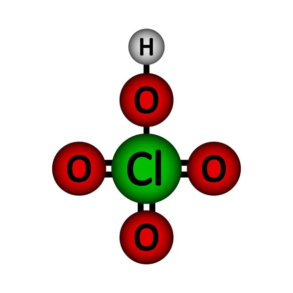 Icono de molécula de ácido perclórico . — Vector de stock