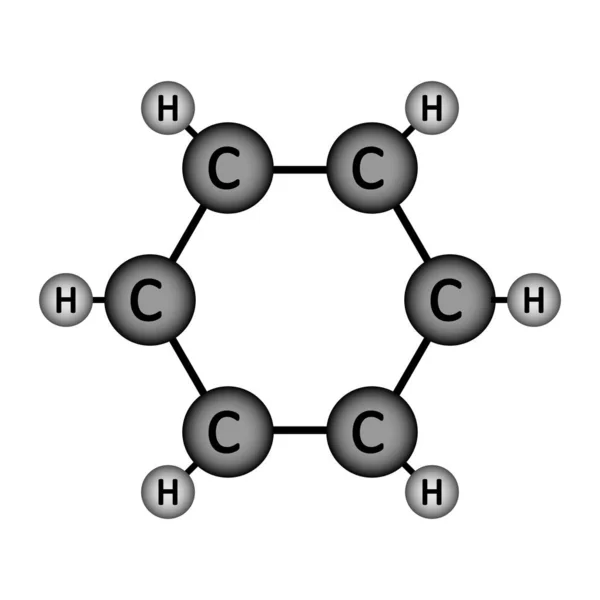 Pictogram van het benzeenmolecuul. — Stockvector