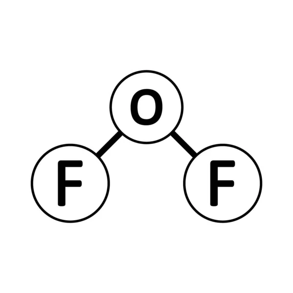 Icona della molecola di difluoruro di ossigeno . — Vettoriale Stock