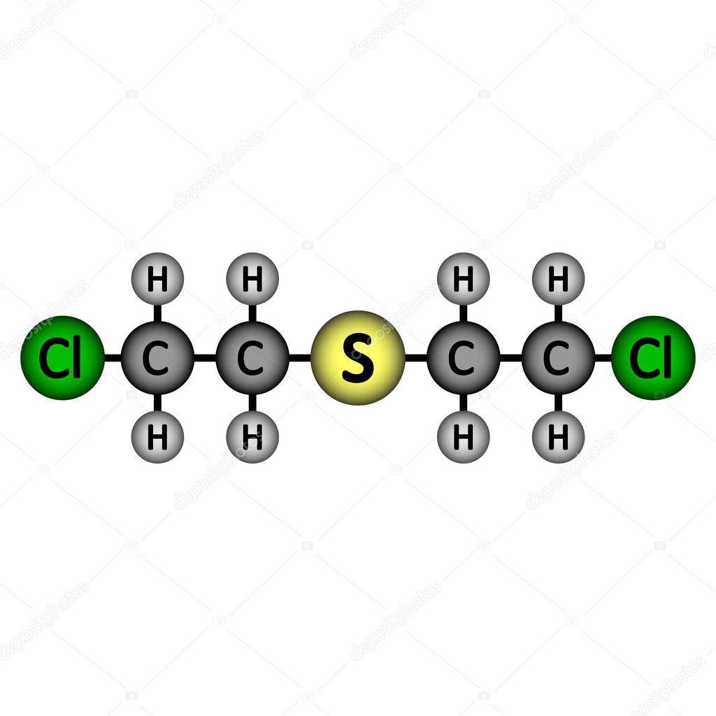Mustard gas molecule icon.