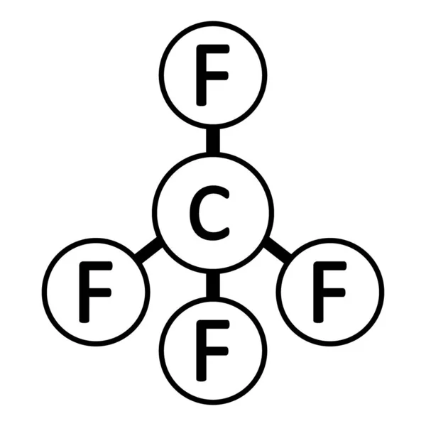Icono de molécula de gas tetrafluoruro de carbono . — Vector de stock