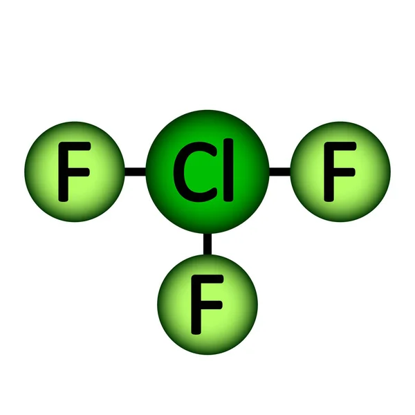 Icona della molecola di gas di trifluoruro di cloro . — Vettoriale Stock