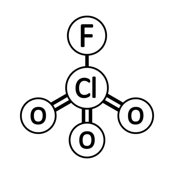 Icona della molecola di fluoruro di perclorile . — Vettoriale Stock