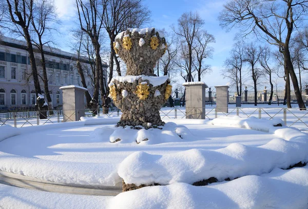 Letní zahrada v zimě v Petrohradě. — Stock fotografie