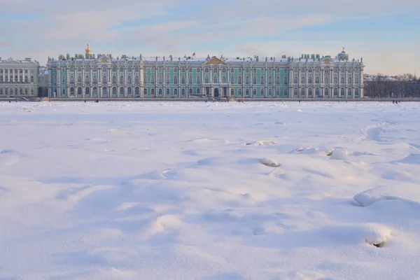 Winter Paleis Rivier Neva Winter — Stockfoto