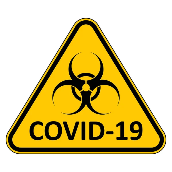 白色の背景にCovid 19の危険標識 ベクターイラスト — ストックベクタ