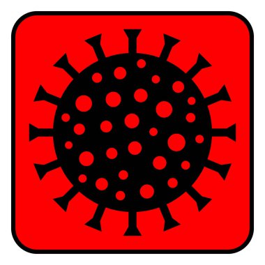 Beyaz arka planda virüs tehlikesi işareti var. Vektör illüstrasyonu.