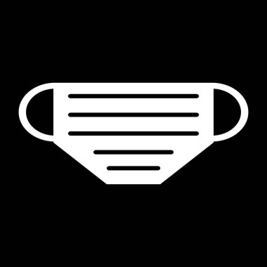 Siyah arka planda tıbbi maske simgesi. Vektör illüstrasyonu.