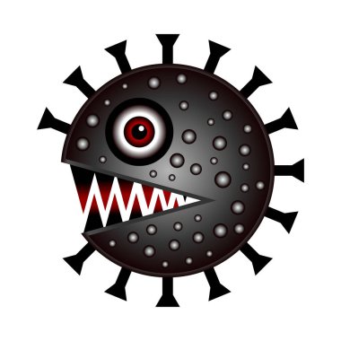 Beyaz arkaplanda virüs simgesi. Vektör illüstrasyonu.