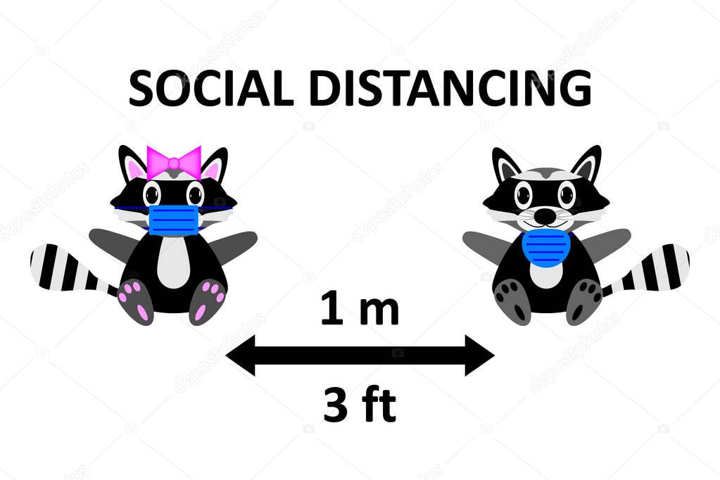 Illustration of social distancing, keep distance to protect from diseases.