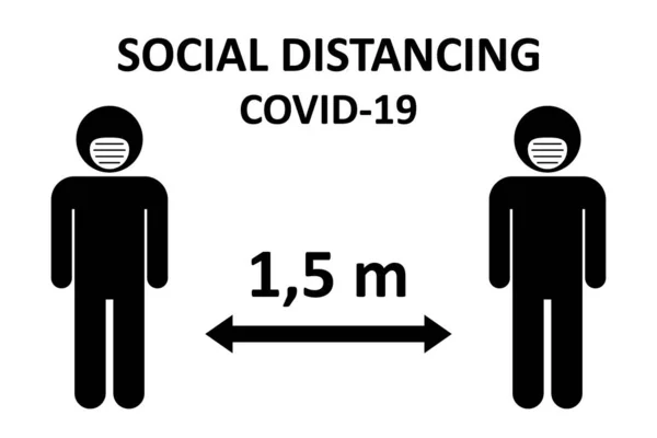 社会的距離のイラスト 病気から守るために距離を保つ — ストックベクタ