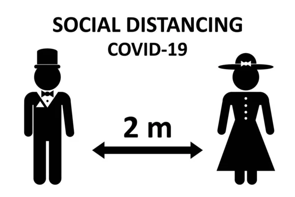 Illustratie Van Sociale Afstand Afstand Houden Beschermen Tegen Ziekten — Stockvector