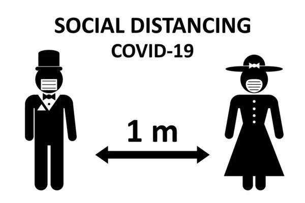 Illustration Sozialer Distanzierung Abstand Halten Sich Vor Krankheiten Schützen — Stockvektor