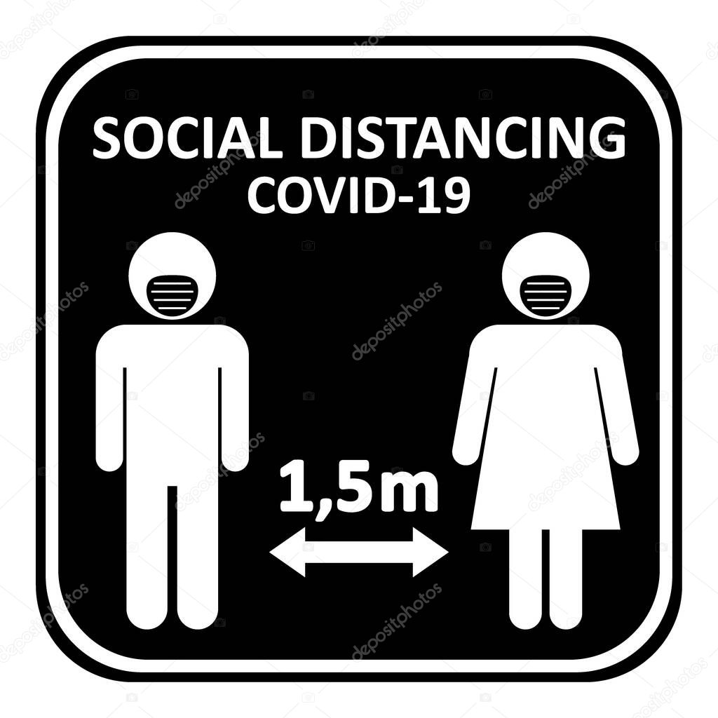 Illustration of social distancing, keep distance to protect from diseases.