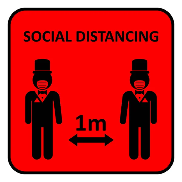 Illustration Distance Sociale Garder Ses Distances Pour Protéger Des Maladies — Image vectorielle