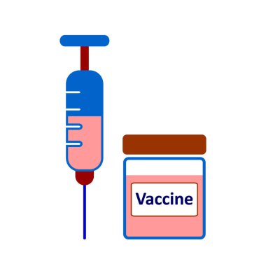 Beyaz arka planda aşı ikonu. Vektör illüstrasyonu.