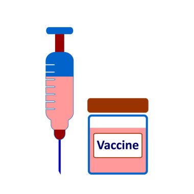 Beyaz arka planda aşı ikonu. Vektör illüstrasyonu.