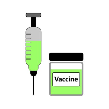 Beyaz arka planda aşı ikonu. Vektör illüstrasyonu.