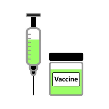 Beyaz arka planda aşı ikonu. Vektör illüstrasyonu.