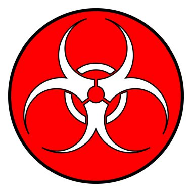 Beyaz arka planda biyolojik tehlike işareti var. Vektör illüstrasyonu.