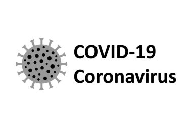 Beyaz arka planda Covid-19 konsept tasarım logosu. Vektör illüstrasyonu.