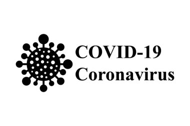 Beyaz arka planda Covid-19 konsept tasarım logosu. Vektör illüstrasyonu.