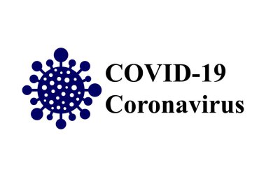 Beyaz arka planda Covid-19 konsept tasarım logosu. Vektör illüstrasyonu.