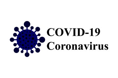 Beyaz arka planda Covid-19 konsept tasarım logosu. Vektör illüstrasyonu.